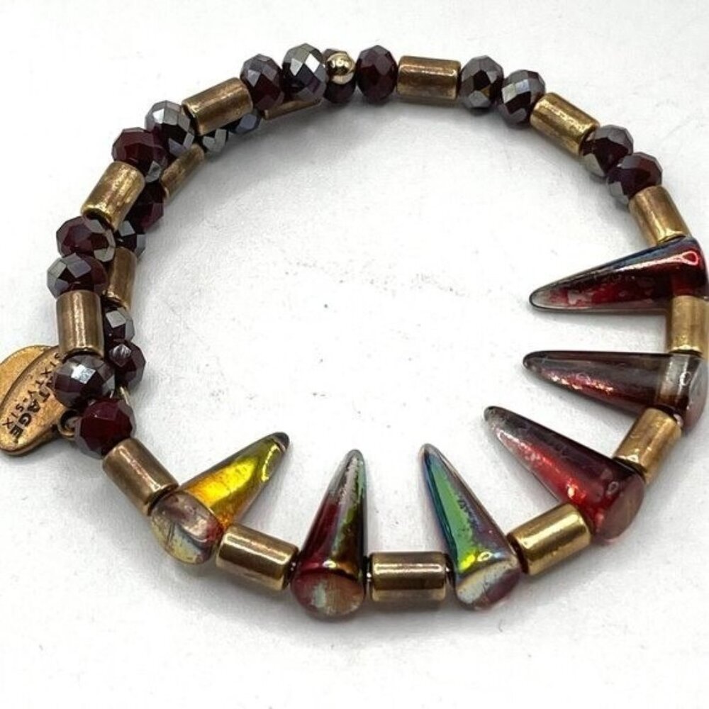 Alex and Ani Depths of the Wild Crimson Aura Wrap Bracelet Spiked Studded Gold